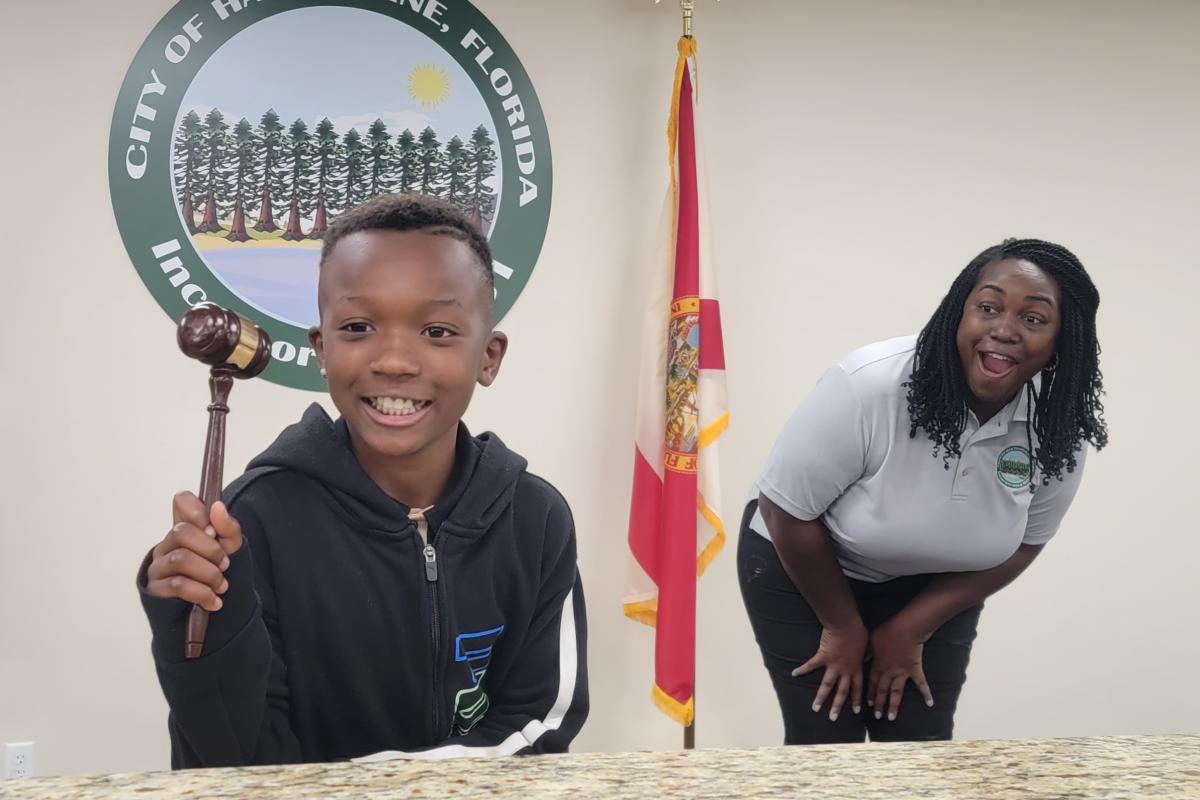 5th Grader Mayor Omari with Mayor Randall